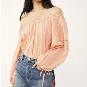Free People Women's XS Sundown Balloon Sleeve Off Shoulder Trendy Bodysuit Top